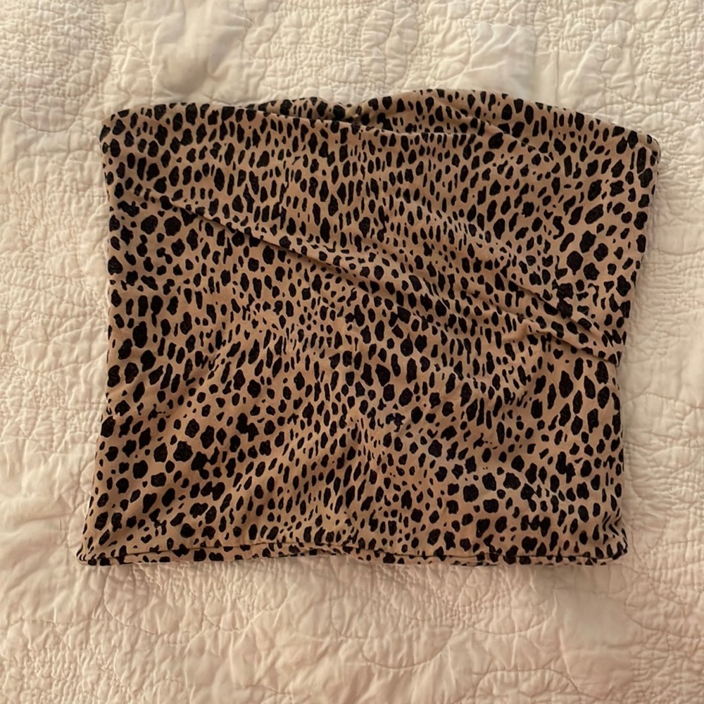 Animal print bandeau tube top from Brandy Melville.